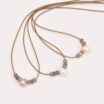 Labradorite + Teardrop Pearl Bohemian