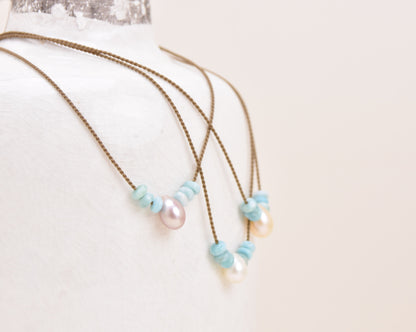 Larimar + Teardrop Pearl Bohemian