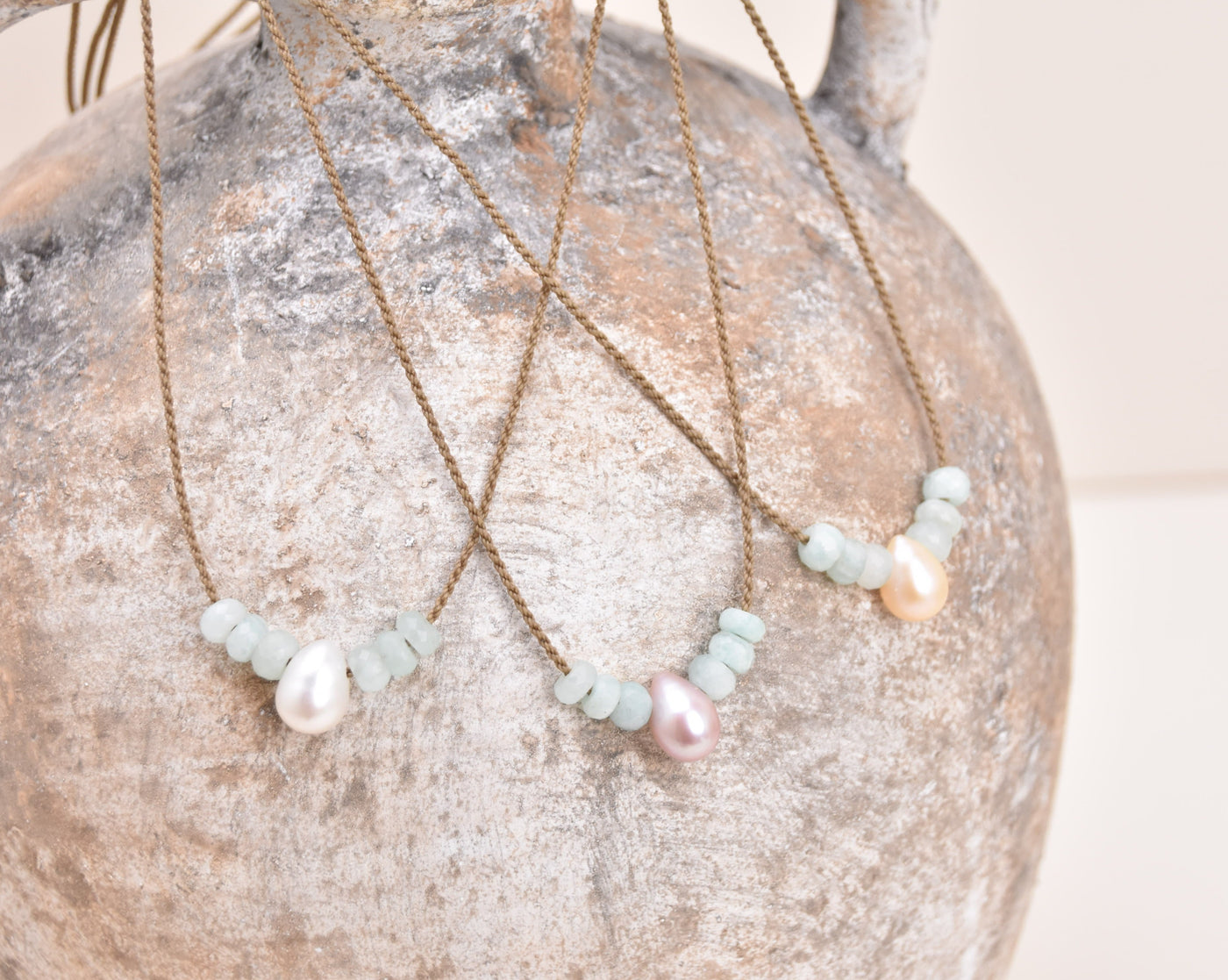Amazonite + Teardrop Pearl Bohemian