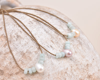 Amazonite + Teardrop Pearl Bohemian