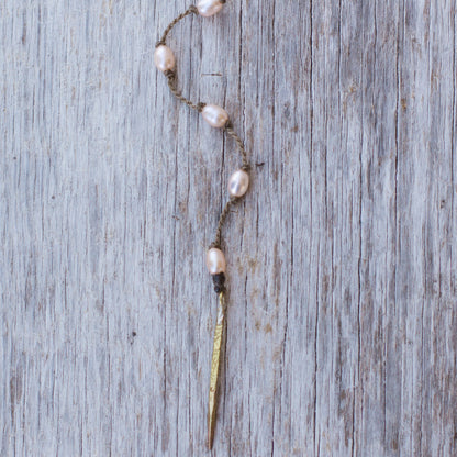 Y Necklace-0231-Blush Pearl Rice Petite
