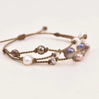 Tula Blue's Journey Bracelet in mixed pearl closeup