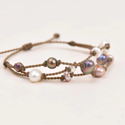 Tula Blue's Journey Bracelet in mixed pearl closeup