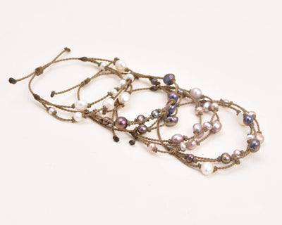 Tula Blue's Journey Bracelet in white blush peacock and mixed pearl layout