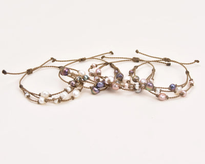 Tula Blue's Journey Bracelet in white blush peacock and mixed pearl overlayed