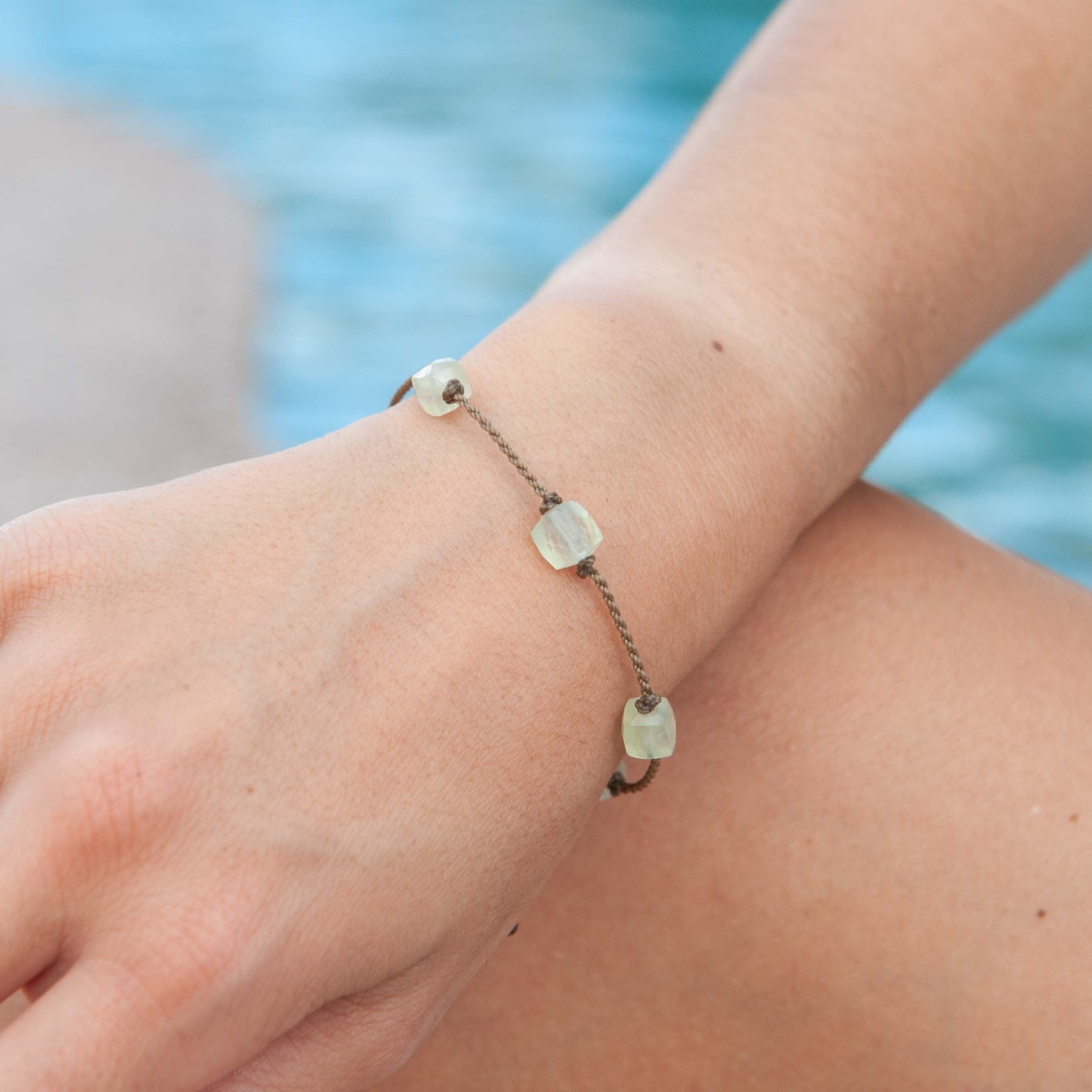 Amazonite, Prehnite, Chrysocolla & Pink Opal Cube Bracelets