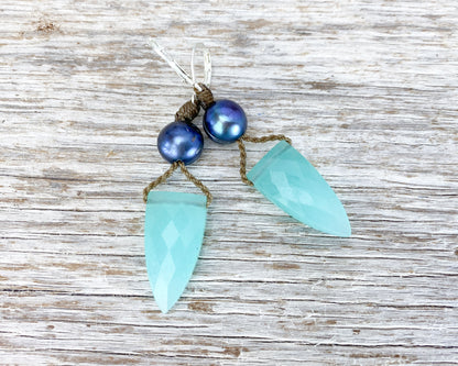 Pyramid + Pearl Earrings