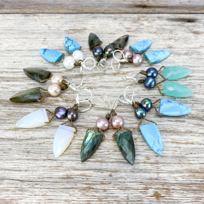 Pyramid + Pearl Earrings