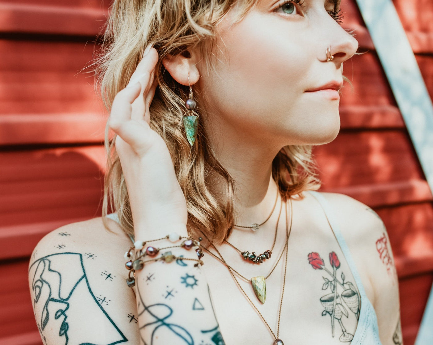 Pyramid + Pearl Earrings
