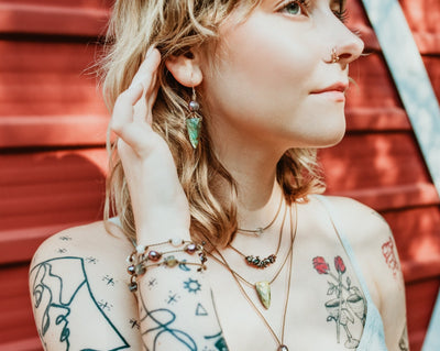 Labradorite Pyramid + Pearl - Earrings