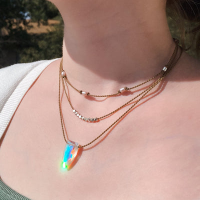 Aurora Quartz Pyramid Necklace