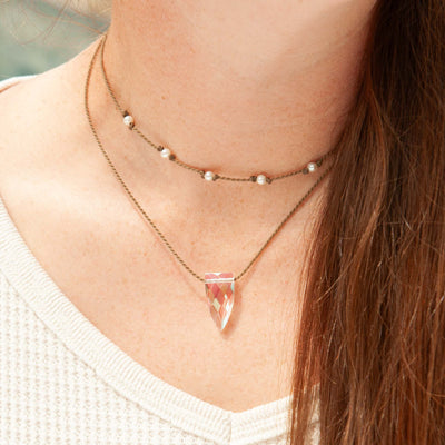 Aurora Quartz Pyramid Necklace