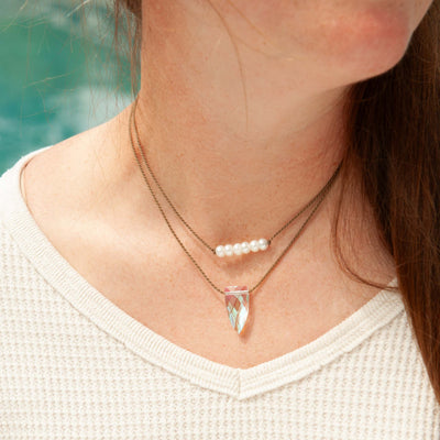 Aurora Quartz Pyramid Necklace