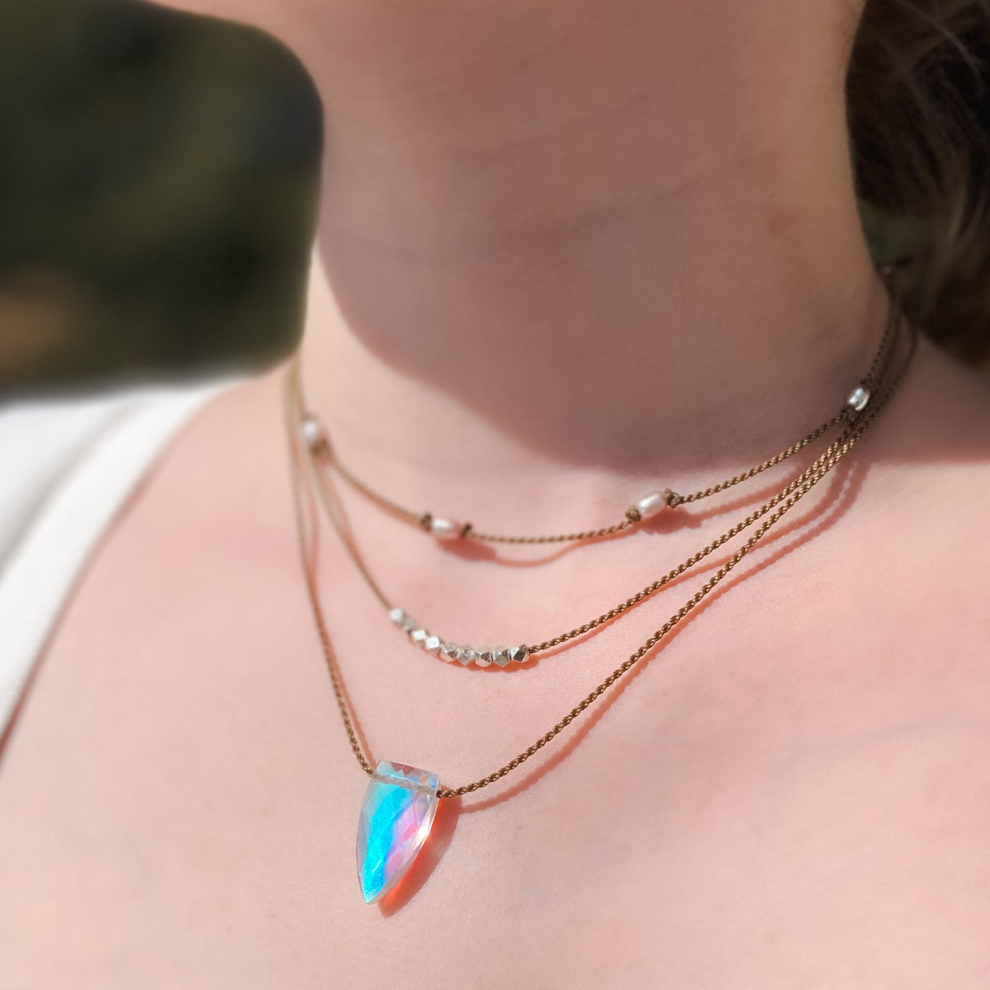 Aurora Quartz Pyramid Necklace