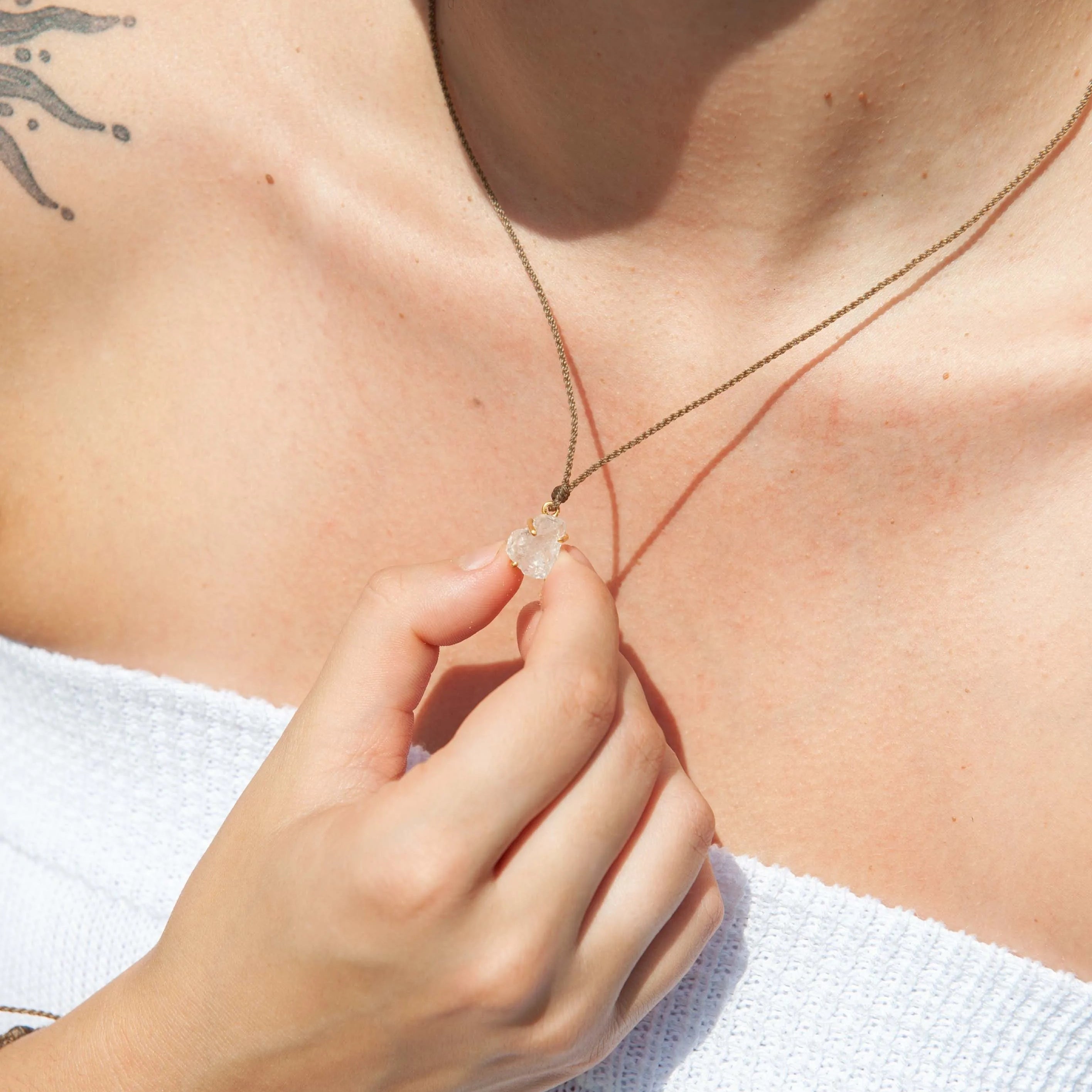 Gold Bezel Herkimer Diamond Necklaces