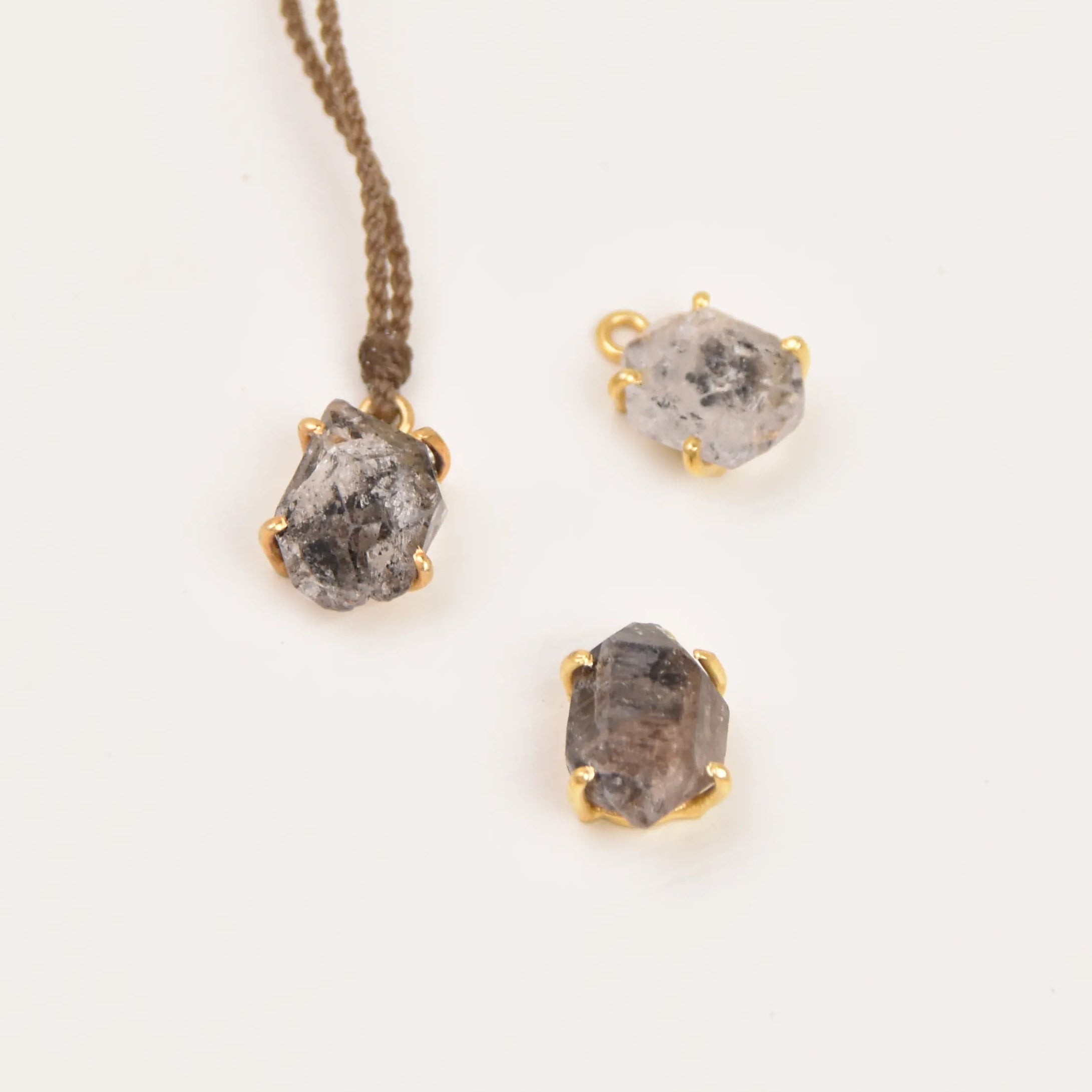 Gold Bezel Herkimer Diamond Necklaces