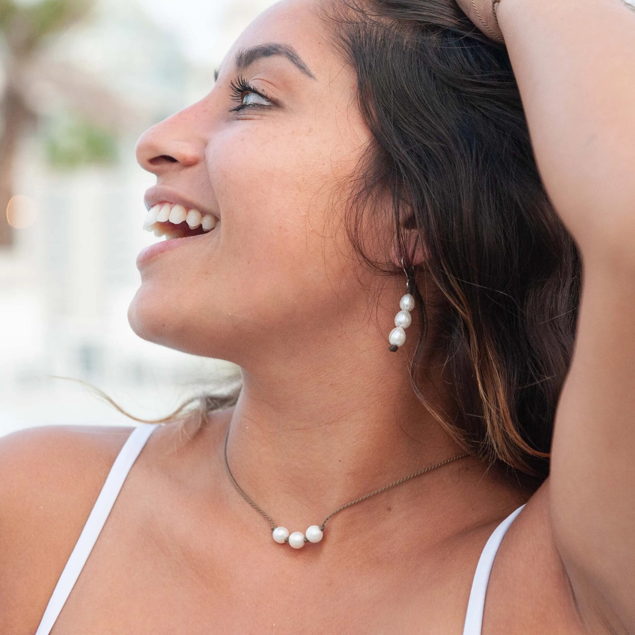 Triple Knotted Necklace - Pearls