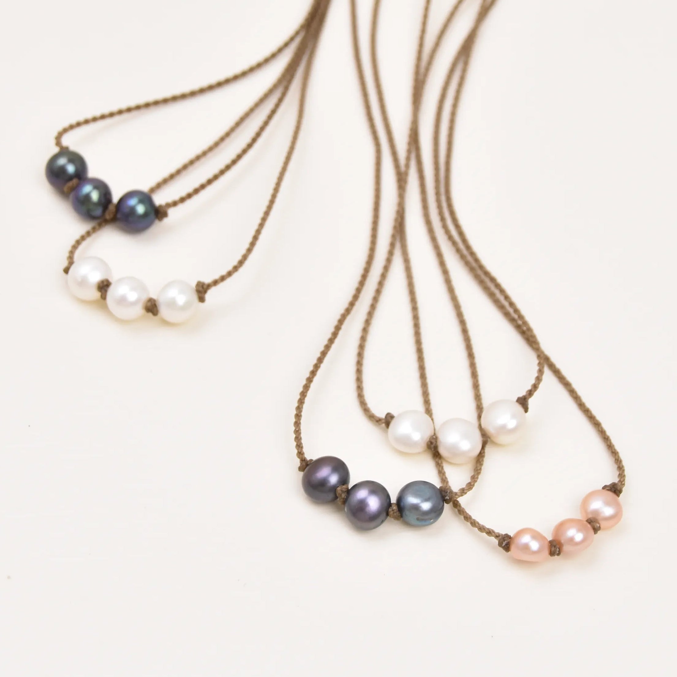 Triple Knotted Necklace - Pearls