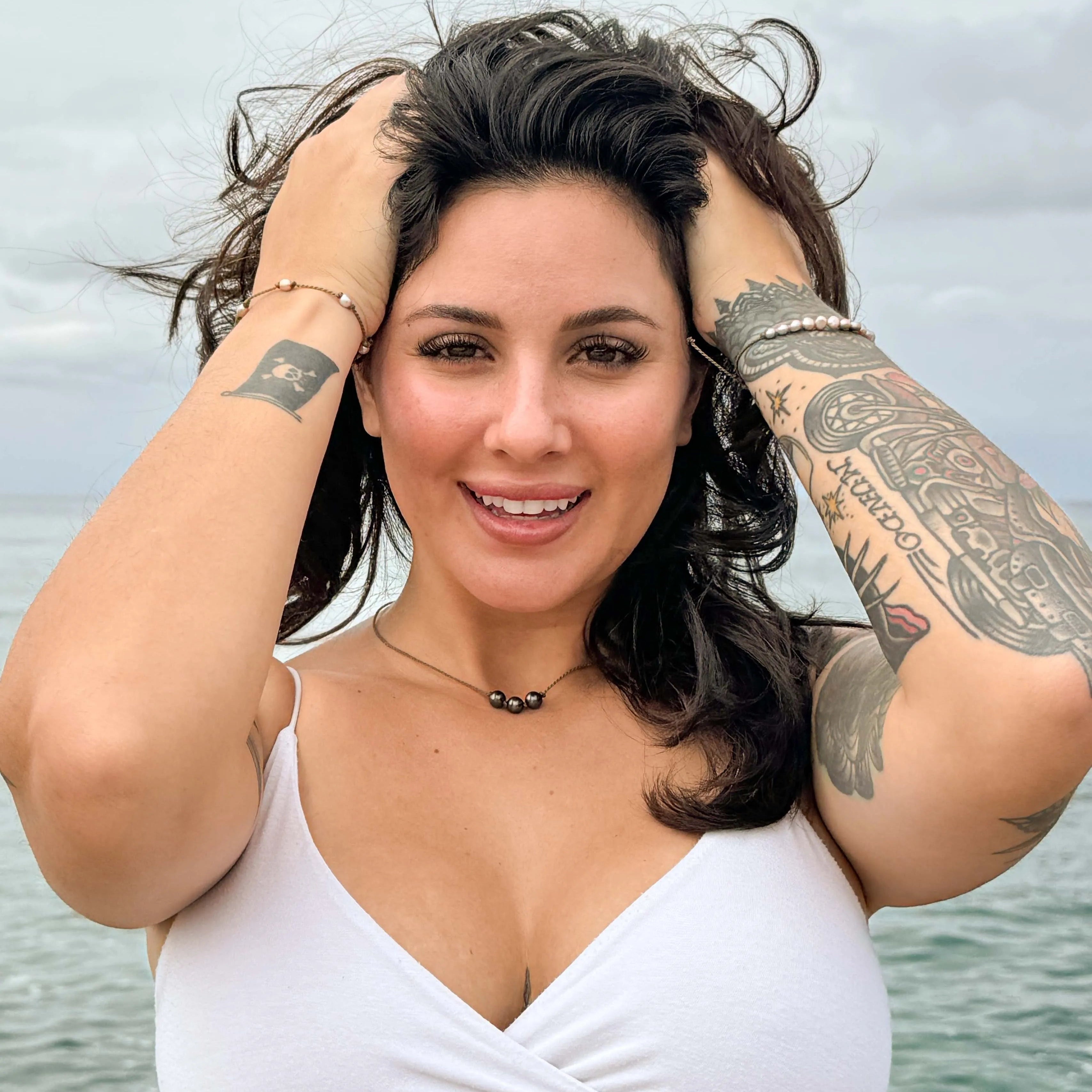 Triple Knotted Necklace - Pearls