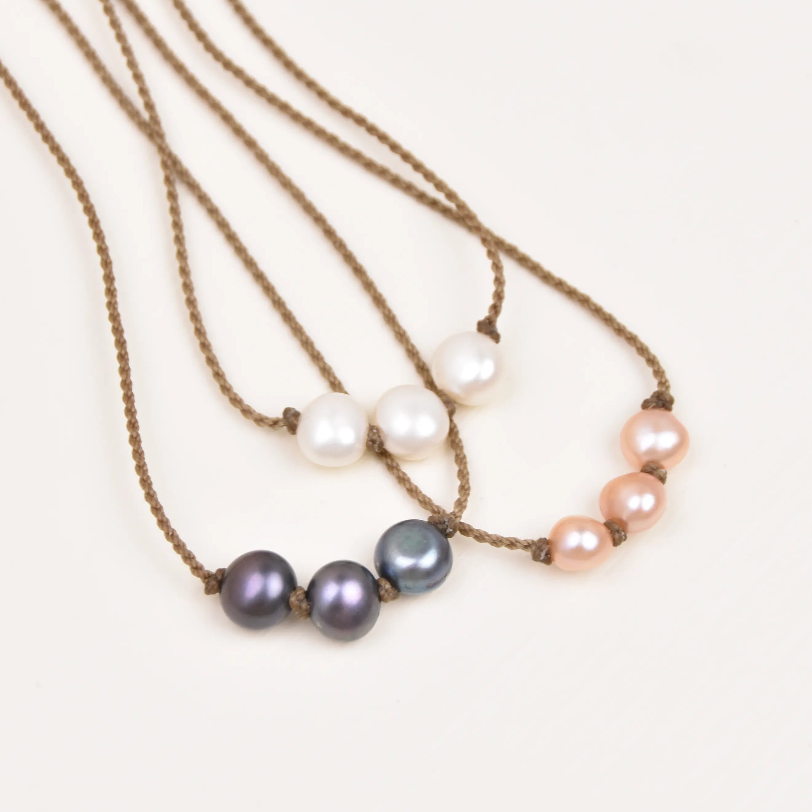 Triple Knotted Necklace - Pearls