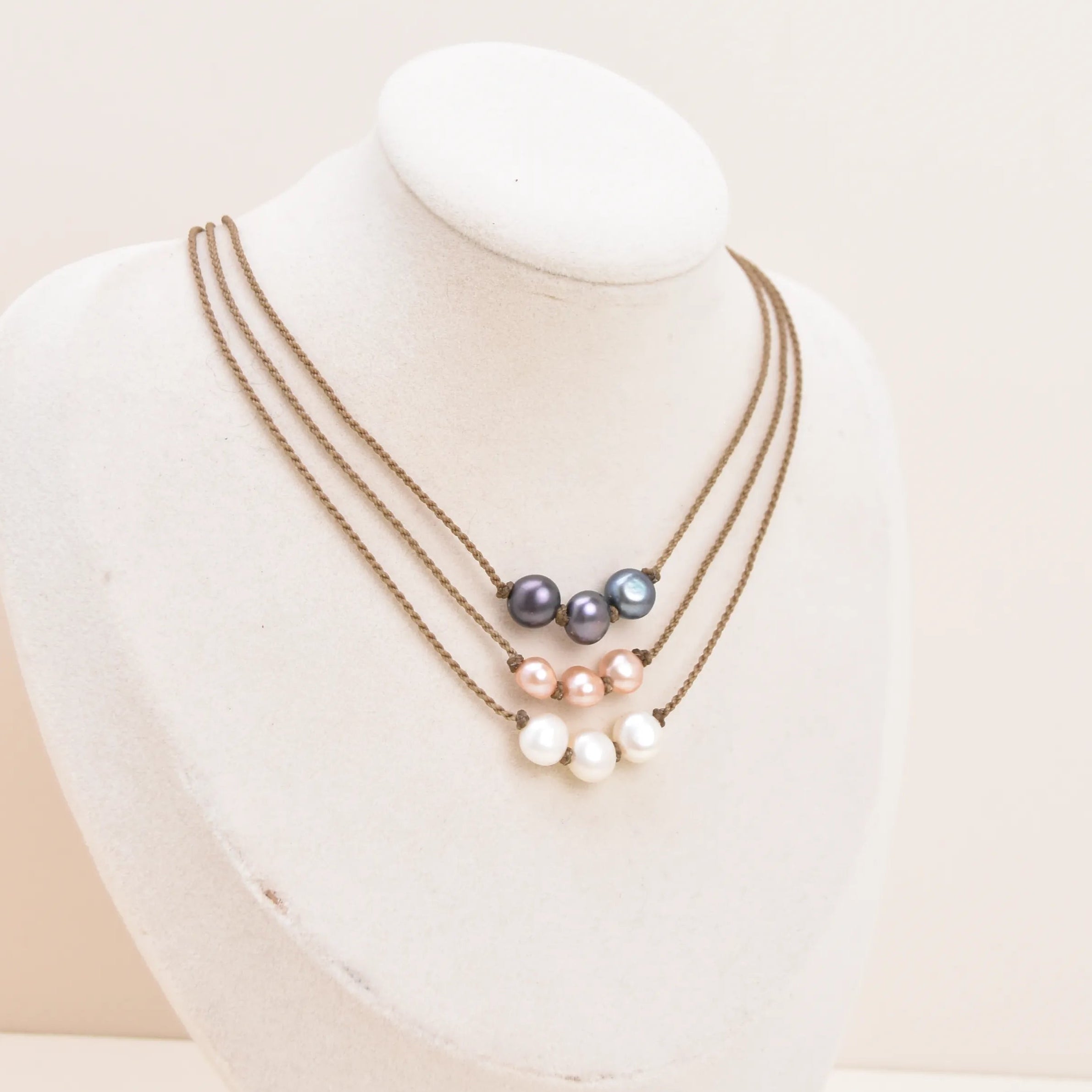 Triple Knotted Necklace - Pearls