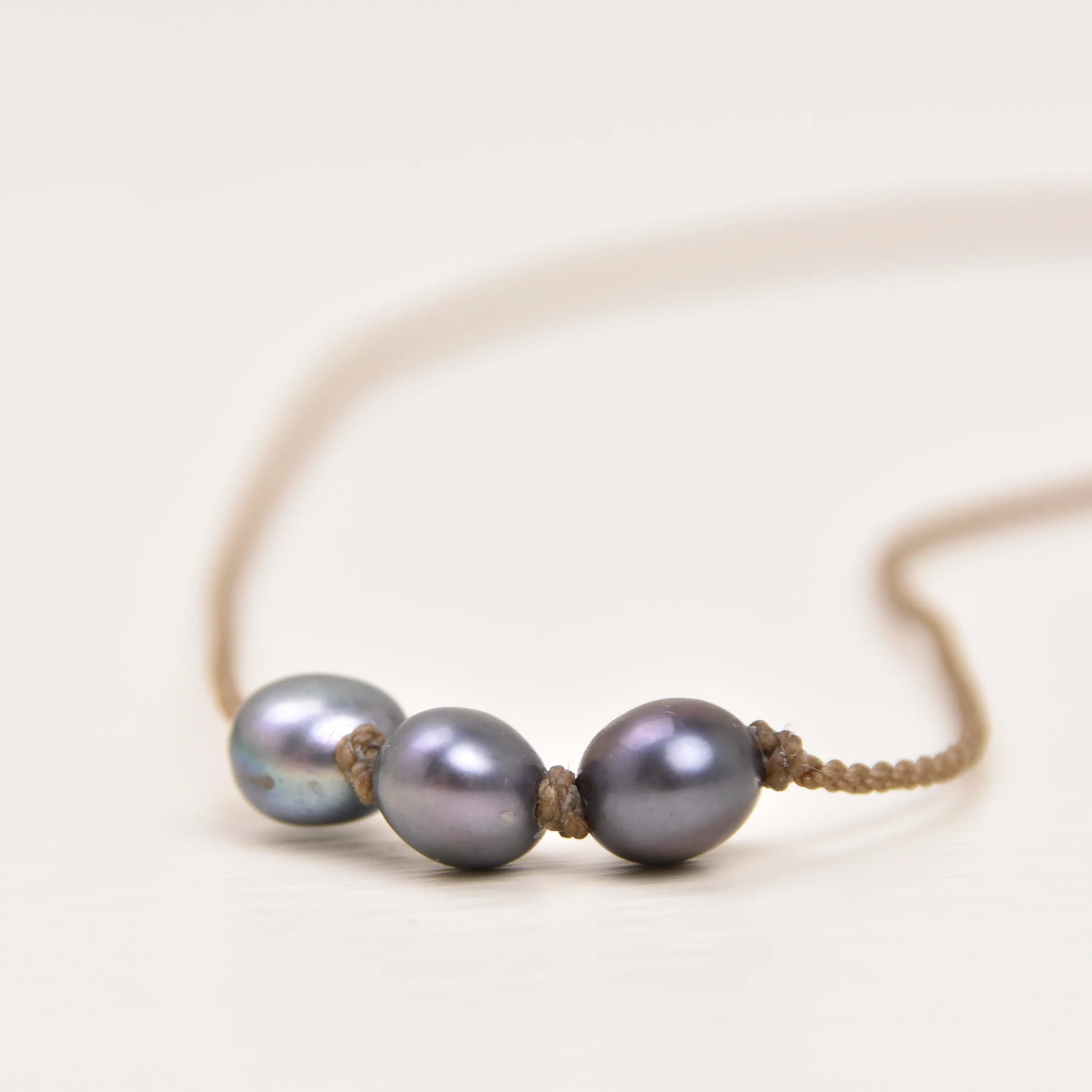 Triple Knotted Necklace - Pearls