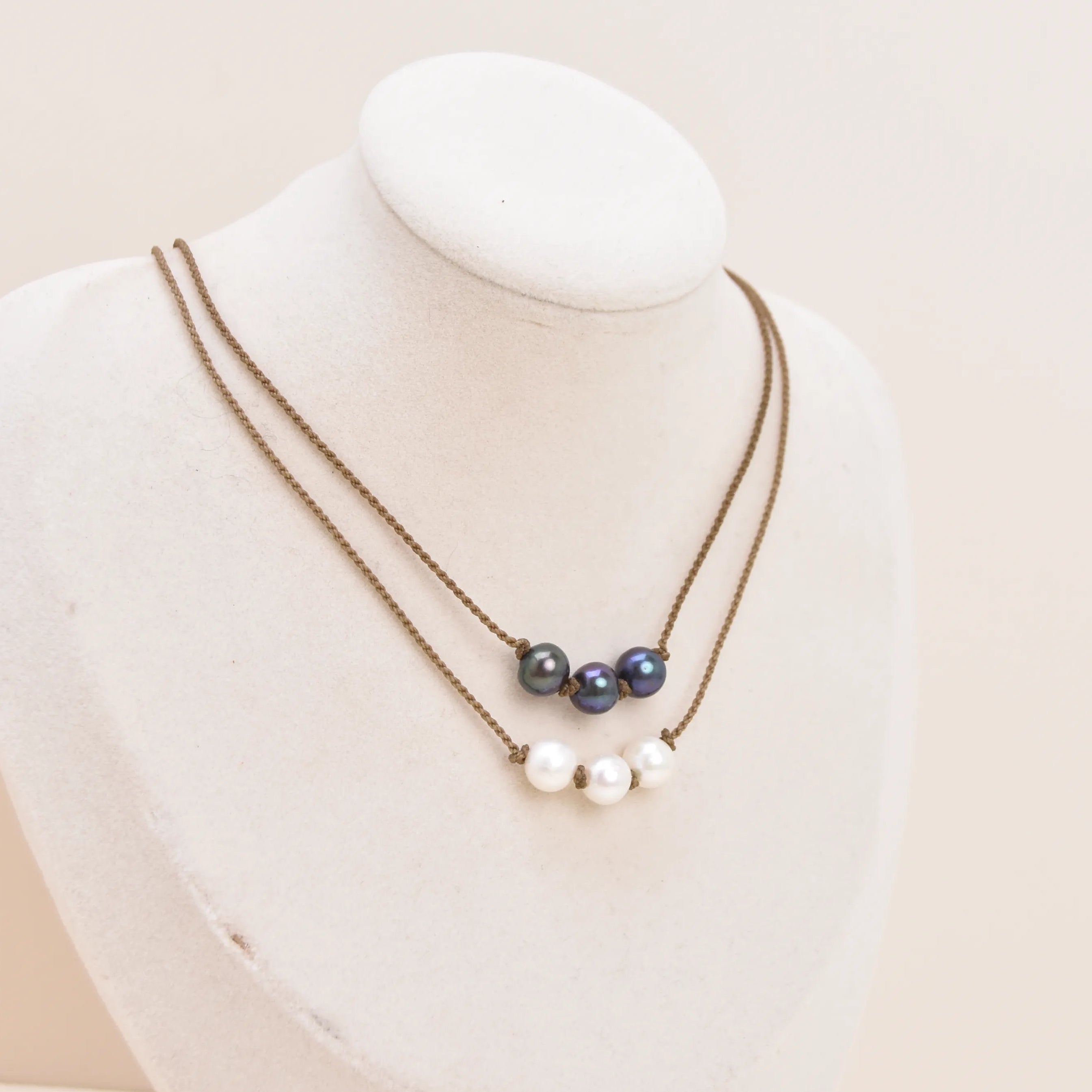 Triple Knotted Necklace - Pearls