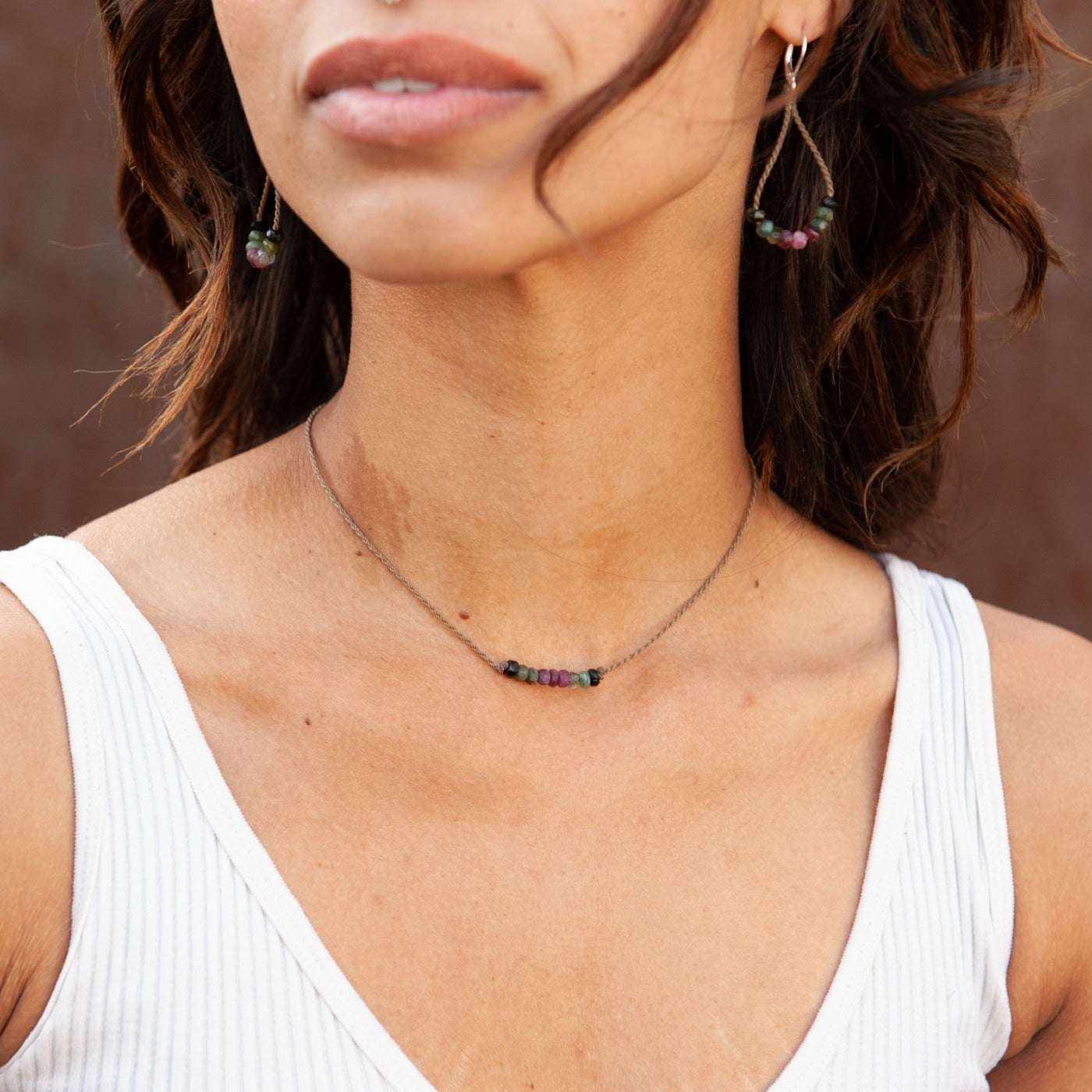 Watermelon Tourmaline Bohemian Necklace