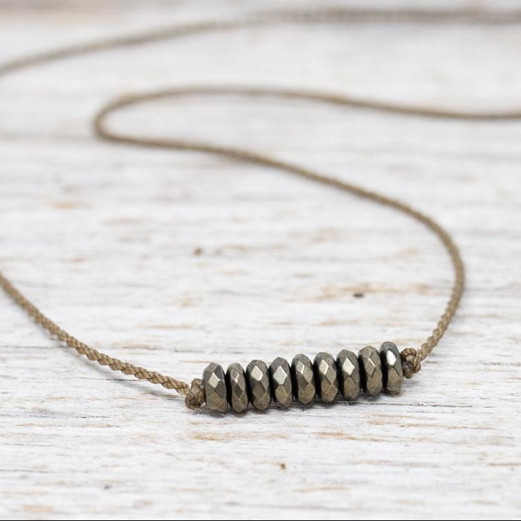 Bohemian Necklace-1902-Pyrite Faceted Rondelle Petite