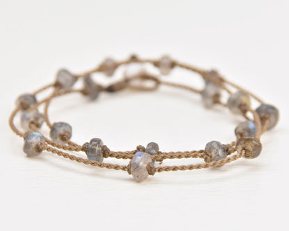 Wrap-1785-Labradorite Faceted Rondelle Petite