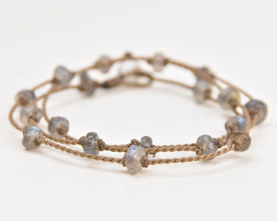 Wrap-1785-Labradorite Faceted Rondelle Petite