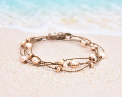 Peach Pearl Princess Anklet