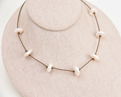 Empress Necklace-0062-White Pearl Disc Large
