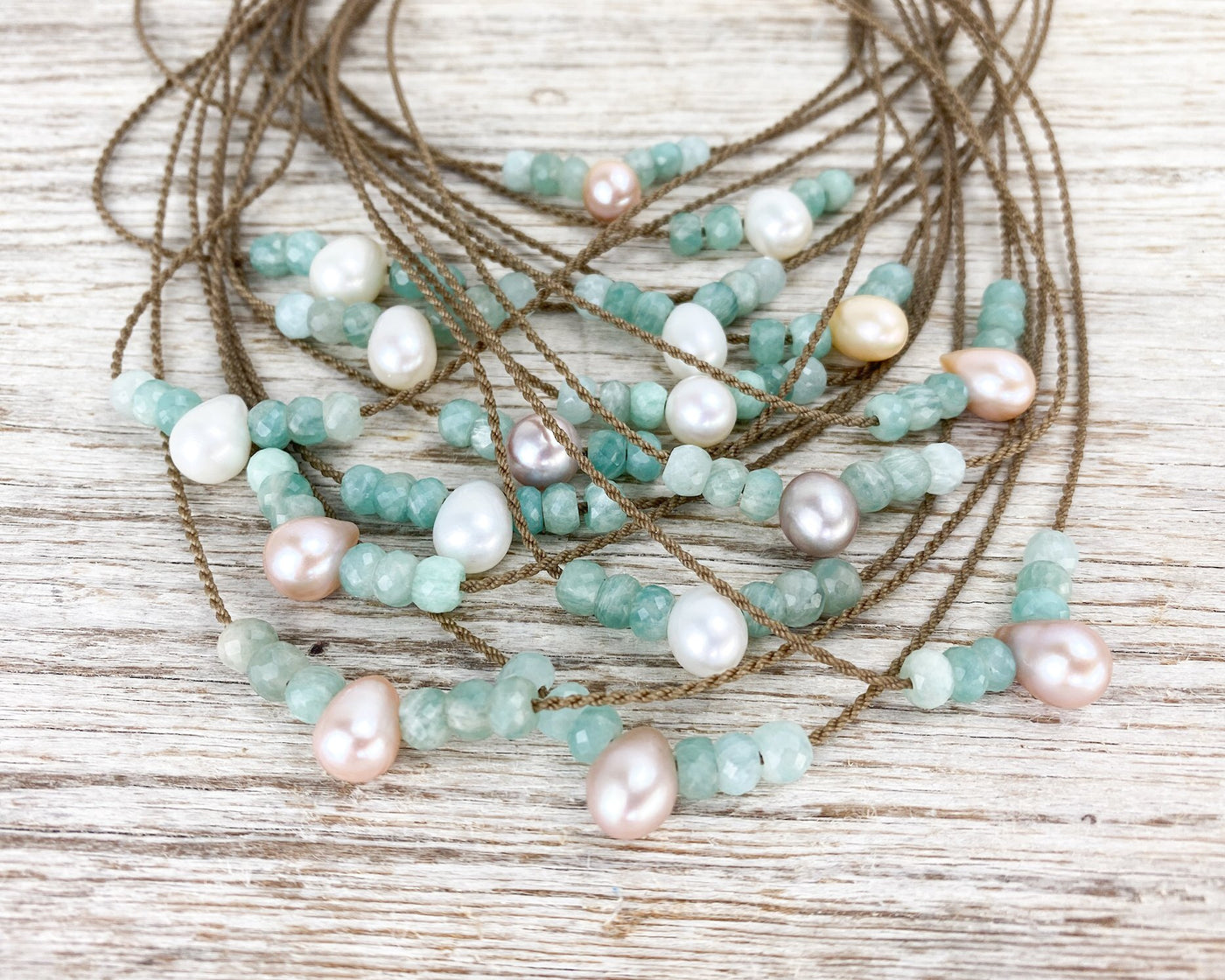 Amazonite + Teardrop Pearl Bohemian