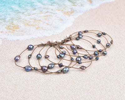Mermaid + Peacock Pearl Princess Anklets