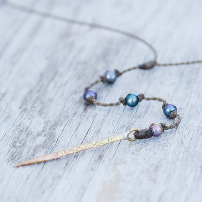 Y Necklace Petite-1444-Peacock Pearl Oval Petite