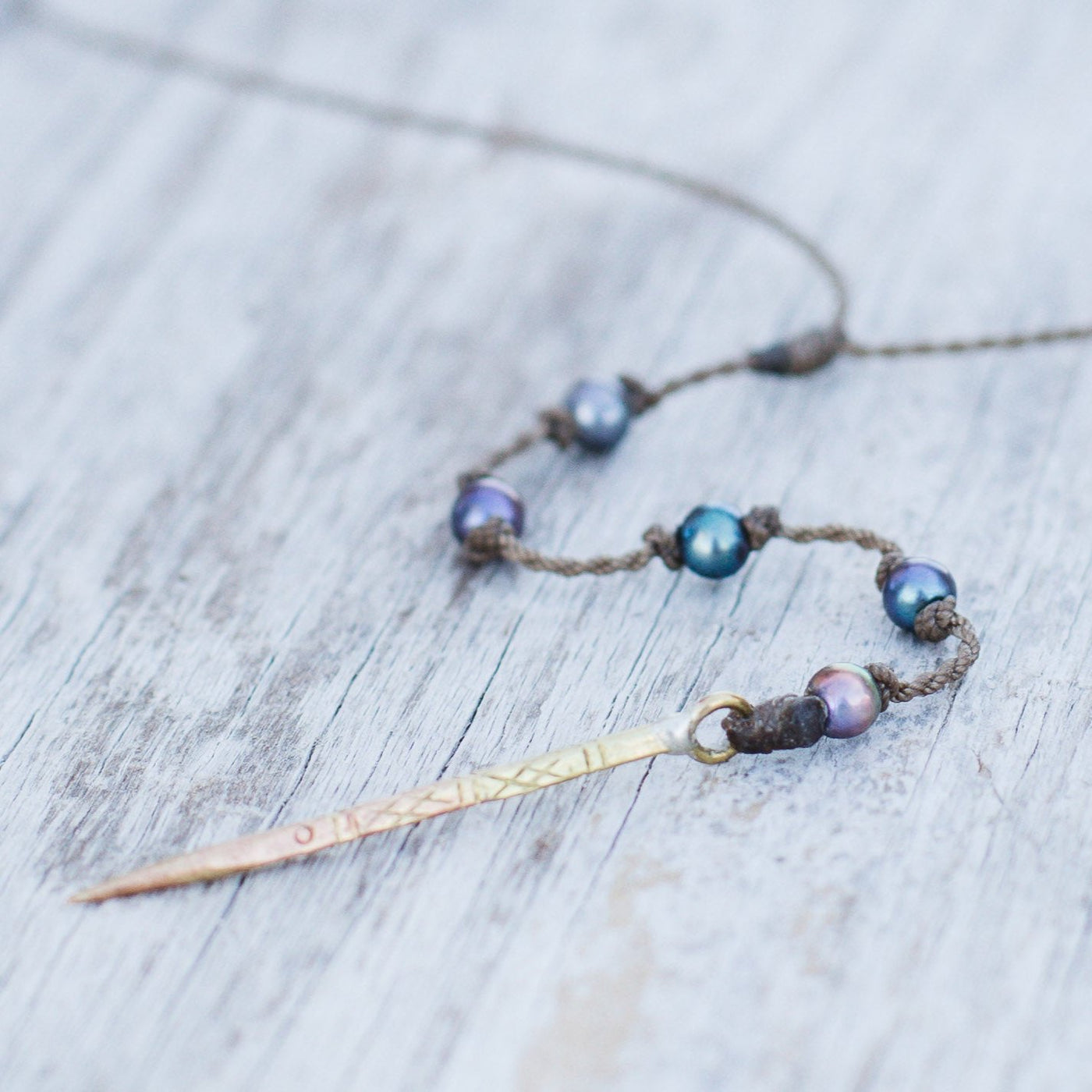 Y Necklace Petite-1444-Peacock Pearl Oval Petite