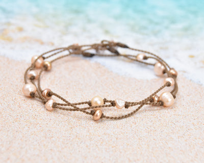 Peach Pearl Princess Anklet