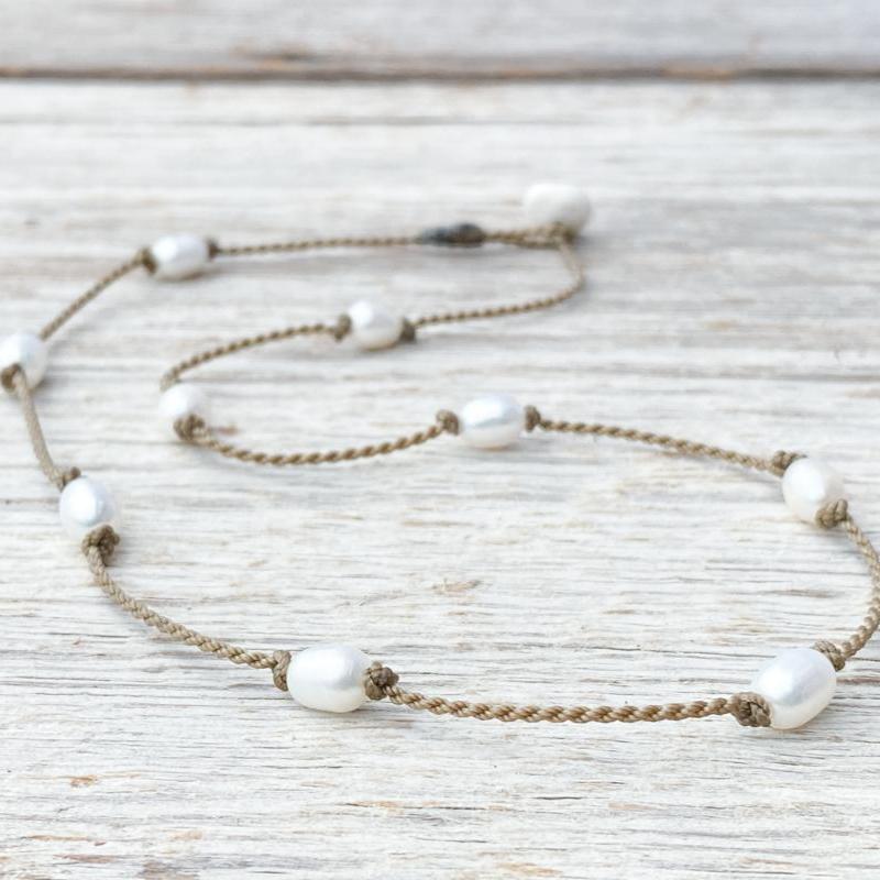 Princess Necklace-0040-White Pearl Rice Petite