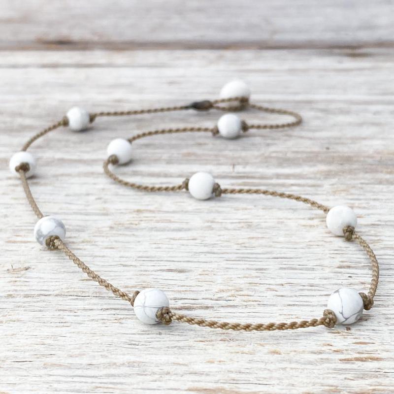 Princess Necklace-0101-White Howlite Petite