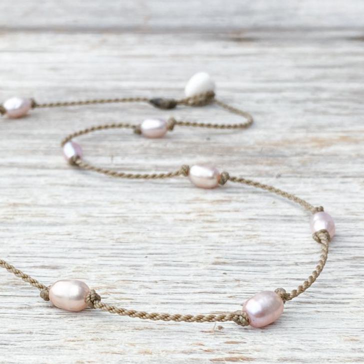Princess Necklace-0231-Blush Pearl Rice Petite