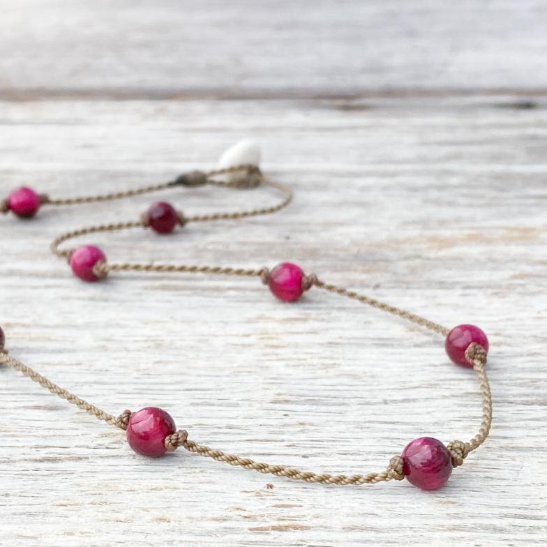 Princess Necklace-0487-Pink Tiger's Eye Petite