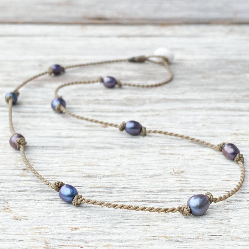 Princess Necklace-1451-Peacock Pearl Rice Petite