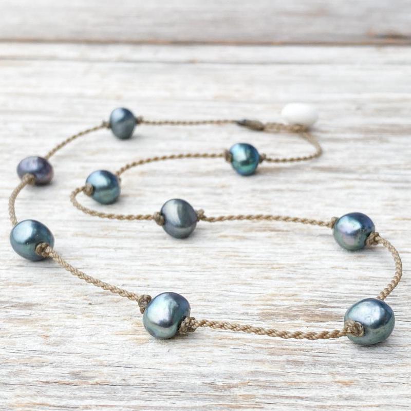 Princess Necklace-1457-Peacock Pearl Baroque Medium