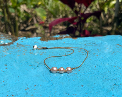 Triple Knotted Necklace-0218-Blush Pearl Round Medium