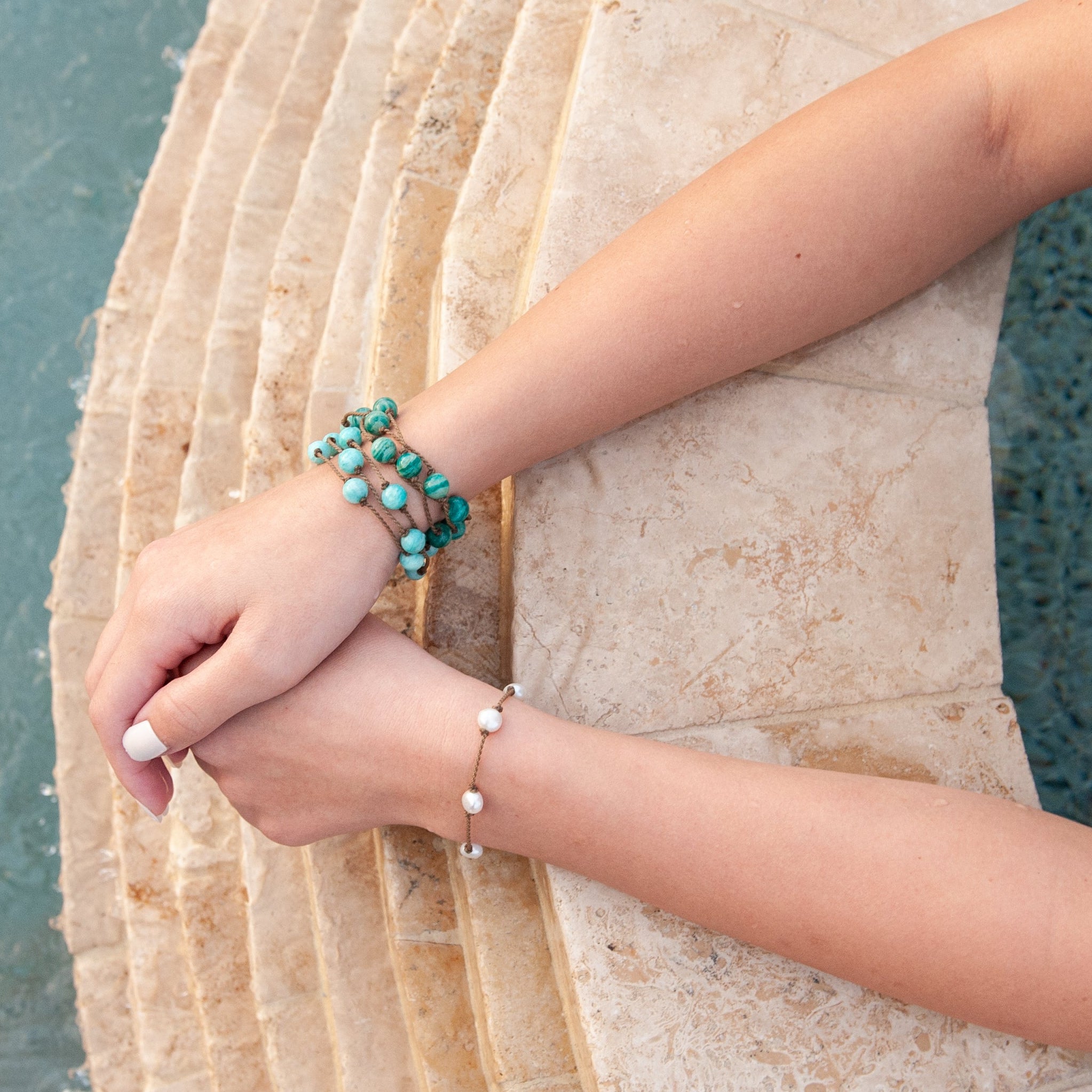 Wrap-1067-Banded Amazonite Round Medium
