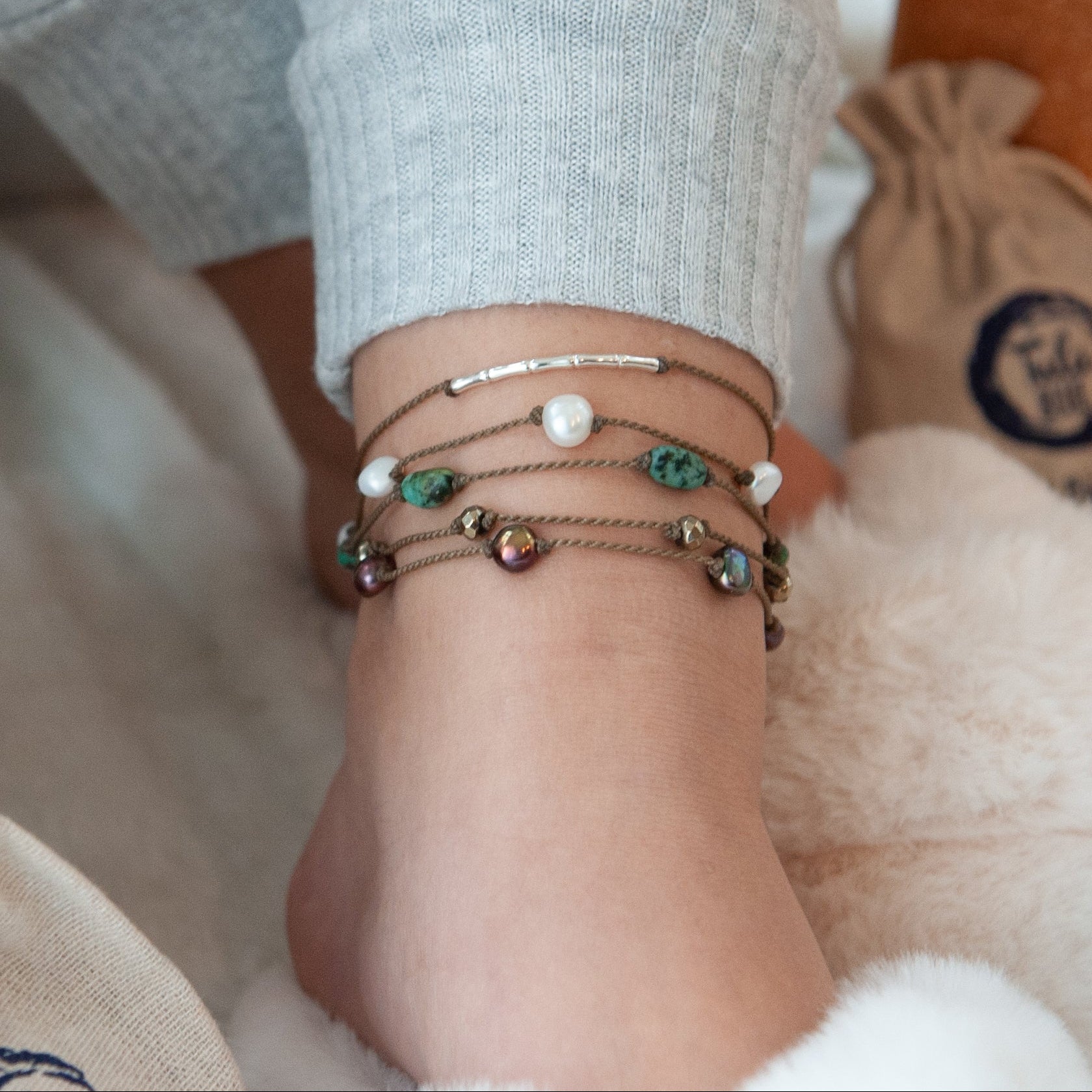 Sterling Silver Bamboo Anklet