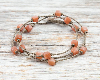 Wrap-0598-Peach Moonstone Cube Petite