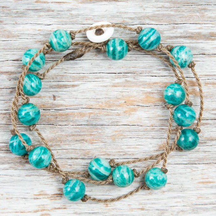 Wrap-1067-Banded Amazonite Round Medium