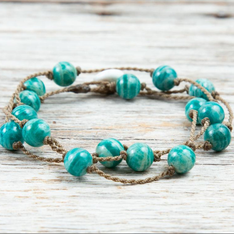 Wrap-1067-Banded Amazonite Round Medium